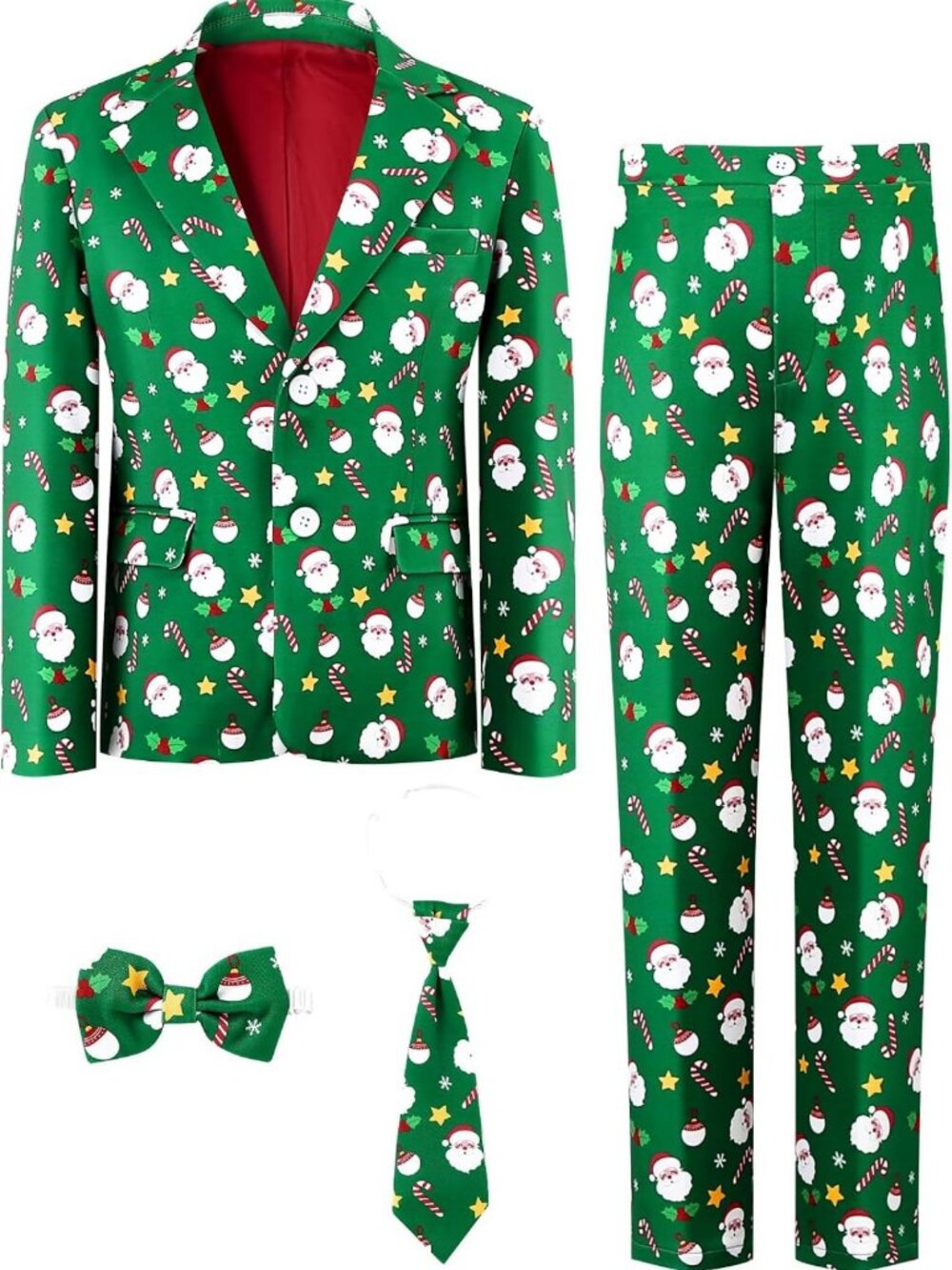 Festive Boys' 4-Piece Christmas Suit Set with Jacket, Pants & Bow Tie, Ages 5-12